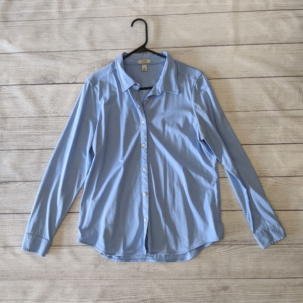 L.L. bean shrink free blue button down shirt